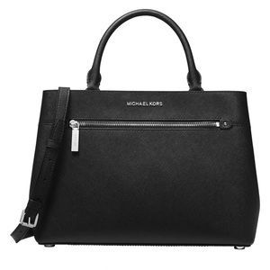 MK Hailee Crossgrain Leather Medium Satchel